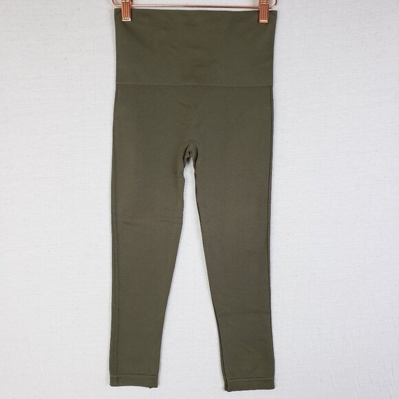 SPANX Look at Me Now Seamless Cropped Leggings Olive Green High Waisted size M - Picture 3 of 11